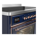 ILVE Majestic III 48-Inch Induction Range with 6 Induction Elements and Triple Glass Door Electric Oven in Mightnight Blue with Copper Trim (UMIB48NR3MBP)