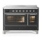 ILVE Majestic III 48-Inch Induction Range with 6 Induction Elements and Triple Glass Door Electric Oven in Matte Graphite with Chrome Trim (UMIB48NR3MGC)