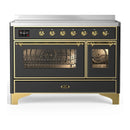 ILVE Majestic III 48-Inch Induction Range with 6 Induction Elements and Triple Glass Door Electric Oven in Matte Graphite with Brass Trim (UMIB48NR3MGG)