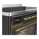 ILVE Majestic III 48-Inch Induction Range with 6 Induction Elements and Triple Glass Door Electric Oven in Matte Graphite with Brass Trim (UMIB48NR3MGG)