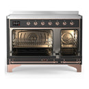 ILVE Majestic III 48-Inch Induction Range with 6 Induction Elements and Triple Glass Door Electric Oven in Matte Graphite with Copper Trim (UMIB48NR3MGP)