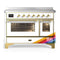 ILVE Majestic III 48-Inch Induction Range with 6 Induction Elements and Triple Glass Door Electric Oven in RAL with Brass Trim (UMIB48NR3RAG)