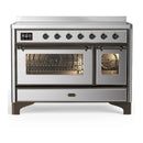 ILVE Majestic III 48-Inch Induction Range with 6 Induction Elements and Triple Glass Door Electric Oven in Stainless Steel with Burnished Trim (UMIB48NR3SSB)