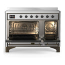 ILVE Majestic III 48-Inch Induction Range with 6 Induction Elements and Triple Glass Door Electric Oven in Stainless Steel with Burnished Trim (UMIB48NR3SSB)