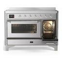 ILVE Majestic III 48-Inch Induction Range with 6 Induction Elements and Triple Glass Door Electric Oven in Stainless Steel with Chrome Trim (UMIB48NR3SSC)