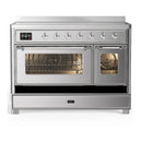 ILVE Majestic III 48-Inch Induction Range with 6 Induction Elements and Triple Glass Door Electric Oven in Stainless Steel with Chrome Trim (UMIB48NR3SSC)