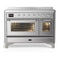 ILVE Majestic III 48-Inch Induction Range with 6 Induction Elements and Triple Glass Door Electric Oven in Stainless Steel with Chrome Trim (UMIB48NR3SSC)