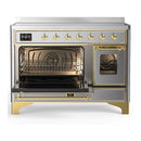 ILVE Majestic III 48-Inch Induction Range with 6 Induction Elements and Triple Glass Door Electric Oven in Stainless Steel with Brass Trim (UMIB48NR3SSG)