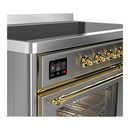 ILVE Majestic III 48-Inch Induction Range with 6 Induction Elements and Triple Glass Door Electric Oven in Stainless Steel with Brass Trim (UMIB48NR3SSG)
