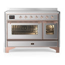 ILVE Majestic III 48-Inch Induction Range with 6 Induction Elements and Triple Glass Door Electric Oven in Stainless Steel with Copper Trim (UMIB48NR3SSP)