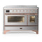 ILVE Majestic III 48-Inch Induction Range with 6 Induction Elements and Triple Glass Door Electric Oven in Stainless Steel with Copper Trim (UMIB48NR3SSP)