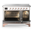 ILVE Majestic III 48-Inch Induction Range with 6 Induction Elements and Triple Glass Door Electric Oven in White with Copper Trim (UMIB48NR3WHP)