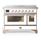 ILVE Majestic III 48-Inch Induction Range with 6 Induction Elements and Triple Glass Door Electric Oven in White with Copper Trim (UMIB48NR3WHP)