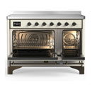 ILVE Majestic III 48-Inch Induction Range with 6 Induction Elements and Solid Door Electric Oven in Antique White with Burnished Trim (UMIB48QNR3AWB)