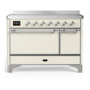 ILVE Majestic III 48-Inch Induction Range with 6 Induction Elements and Solid Door Electric Oven in Antique White with Chrome Trim (UMIB48QNR3AWC)