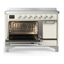 ILVE Majestic III 48-Inch Induction Range with 6 Induction Elements and Solid Door Electric Oven in Antique White with Chrome Trim (UMIB48QNR3AWC)