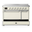 ILVE Majestic III 48-Inch Induction Range with 6 Induction Elements and Solid Door Electric Oven in Antique White with Chrome Trim (UMIB48QNR3AWC)
