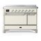 ILVE Majestic III 48-Inch Induction Range with 6 Induction Elements and Solid Door Electric Oven in Antique White with Chrome Trim (UMIB48QNR3AWC)