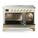 ILVE Majestic III 48-Inch Induction Range with 6 Induction Elements and Solid Door Electric Oven in Antique White with Brass Trim (UMIB48QNR3AWG)