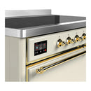 ILVE Majestic III 48-Inch Induction Range with 6 Induction Elements and Solid Door Electric Oven in Antique White with Brass Trim (UMIB48QNR3AWG)