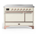 ILVE Majestic III 48-Inch Induction Range with 6 Induction Elements and Solid Door Electric Oven in Antique White with Copper Trim (UMIB48QNR3AWP)