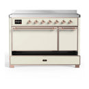 ILVE Majestic III 48-Inch Induction Range with 6 Induction Elements and Solid Door Electric Oven in Antique White with Copper Trim (UMIB48QNR3AWP)