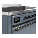 ILVE Majestic III 48-Inch Induction Range with 6 Induction Elements and Solid Door Electric Oven in Blue Grey with Burnished Trim (UMIB48QNR3BGB)