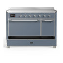 ILVE Majestic III 48-Inch Induction Range with 6 Induction Elements and Solid Door Electric Oven in Blue Grey with Chrome Trim (UMIB48QNR3BGC)