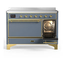 ILVE Majestic III 48-Inch Induction Range with 6 Induction Elements and Solid Door Electric Oven in Blue Grey with Brass Trim (UMIB48QNR3BGG)