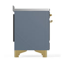 ILVE Majestic III 48-Inch Induction Range with 6 Induction Elements and Solid Door Electric Oven in Blue Grey with Brass Trim (UMIB48QNR3BGG)