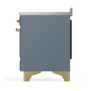 ILVE Majestic III 48-Inch Induction Range with 6 Induction Elements and Solid Door Electric Oven in Blue Grey with Brass Trim (UMIB48QNR3BGG)