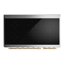 ILVE Majestic III 48-Inch Induction Range with 6 Induction Elements and Solid Door Electric Oven in Blue Grey with Brass Trim (UMIB48QNR3BGG)