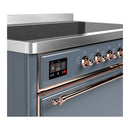 ILVE Majestic III 48-Inch Induction Range with 6 Induction Elements and Solid Door Electric Oven in Blue Grey with Copper Trim (UMIB48QNR3BGP)