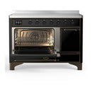 ILVE Majestic III 48-Inch Induction Range with 6 Induction Elements and Solid Door Electric Oven in Glossy Black with Burnished Trim (UMIB48QNR3BKB)
