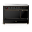 ILVE Majestic III 48-Inch Induction Range with 6 Induction Elements and Solid Door Electric Oven in Glossy Black with Burnished Trim (UMIB48QNR3BKB)