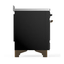 ILVE Majestic III 48-Inch Induction Range with 6 Induction Elements and Solid Door Electric Oven in Glossy Black with Burnished Trim (UMIB48QNR3BKB)