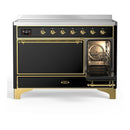 ILVE Majestic III 48-Inch Induction Range with 6 Induction Elements and Solid Door Electric Oven in Glossy Black with Brass Trim (UMIB48QNR3BKG)
