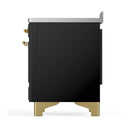 ILVE Majestic III 48-Inch Induction Range with 6 Induction Elements and Solid Door Electric Oven in Glossy Black with Brass Trim (UMIB48QNR3BKG)