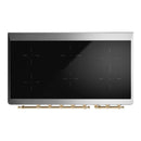 ILVE Majestic III 48-Inch Induction Range with 6 Induction Elements and Solid Door Electric Oven in Glossy Black with Brass Trim (UMIB48QNR3BKG)