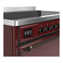 ILVE Majestic III 48-Inch Induction Range with 6 Induction Elements and Solid Door Electric Oven in Burgundy with Burnished Trim (UMIB48QNR3BUB)