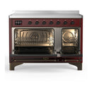 ILVE Majestic III 48-Inch Induction Range with 6 Induction Elements and Solid Door Electric Oven in Burgundy with Burnished Trim (UMIB48QNR3BUB)