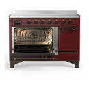 ILVE Majestic III 48-Inch Induction Range with 6 Induction Elements and Solid Door Electric Oven in Burgundy with Burnished Trim (UMIB48QNR3BUB)