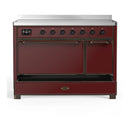 ILVE Majestic III 48-Inch Induction Range with 6 Induction Elements and Solid Door Electric Oven in Burgundy with Burnished Trim (UMIB48QNR3BUB)