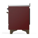 ILVE Majestic III 48-Inch Induction Range with 6 Induction Elements and Solid Door Electric Oven in Burgundy with Burnished Trim (UMIB48QNR3BUB)