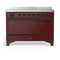 ILVE Majestic III 48-Inch Induction Range with 6 Induction Elements and Solid Door Electric Oven in Burgundy with Burnished Trim (UMIB48QNR3BUB)