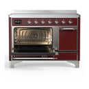 ILVE Majestic III 48-Inch Induction Range with 6 Induction Elements and Solid Door Electric Oven in Burgundy with Chrome Trim (UMIB48QNR3BUC)