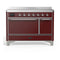 ILVE Majestic III 48-Inch Induction Range with 6 Induction Elements and Solid Door Electric Oven in Burgundy with Chrome Trim (UMIB48QNR3BUC)