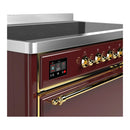 ILVE Majestic III 48-Inch Induction Range with 6 Induction Elements and Solid Door Electric Oven in Burgundy with Brass Trim (UMIB48QNR3BUG)