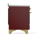 ILVE Majestic III 48-Inch Induction Range with 6 Induction Elements and Solid Door Electric Oven in Burgundy with Brass Trim (UMIB48QNR3BUG)