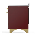ILVE Majestic III 48-Inch Induction Range with 6 Induction Elements and Solid Door Electric Oven in Burgundy with Brass Trim (UMIB48QNR3BUG)